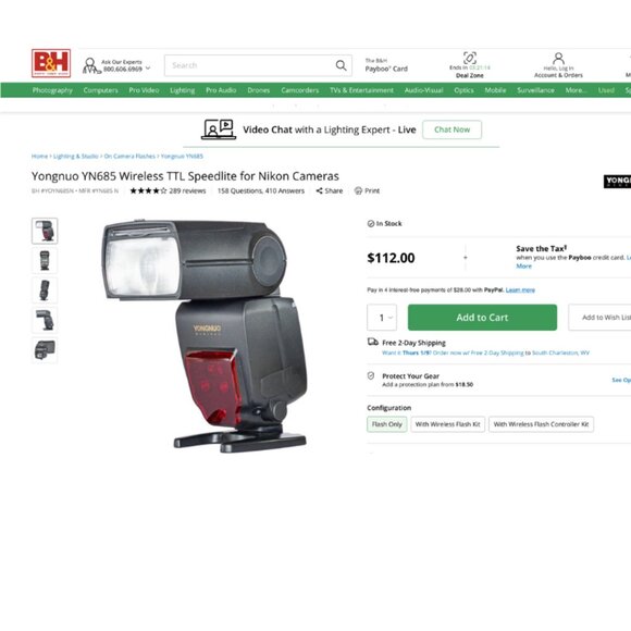 Yongnuo YN685 Wireless TTL Speedlite for Nikon Cameras New in Box - Picture 1 of 5